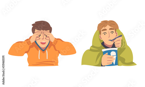 Man Looking in Different Direction with Face Expression Vector Set
