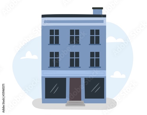 Residential bulding in city. Flat vector