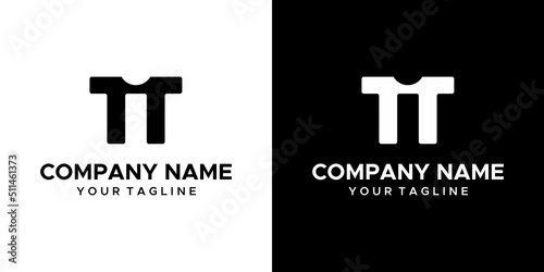 a graphic image of a double T t-shirt themed, on a black and white background. vector graphics base.