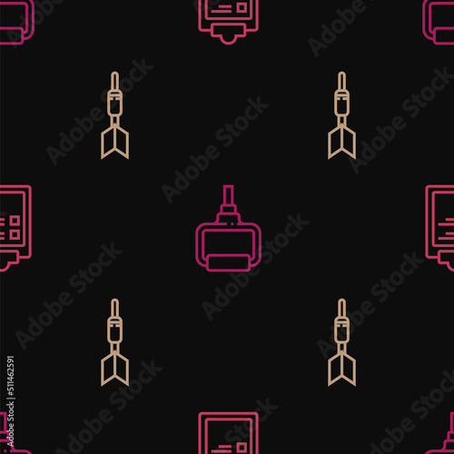 Set line Sport training program, Dart arrow and TPX loop equipment on seamless pattern. Vector
