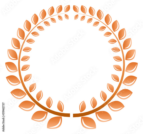 Round floral award frame. Laurel wreath emblem