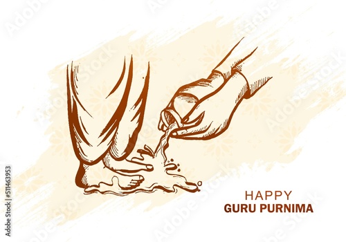 Hand draw sketch on honoring celebration guru purnima card background