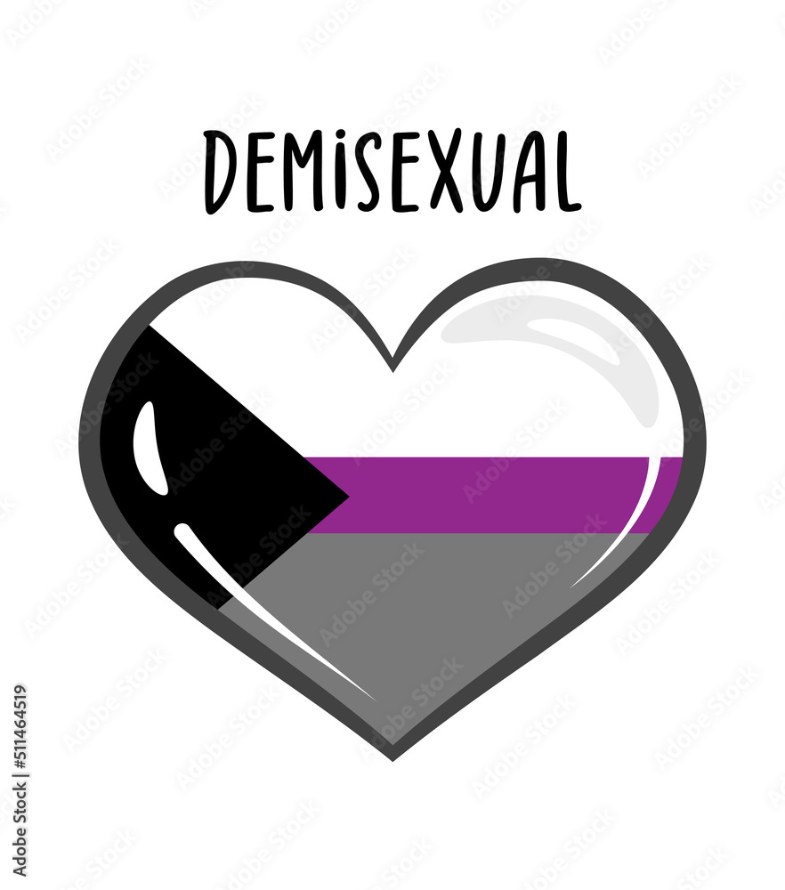 Demisexual heart symbol - Rainbow heart sticker Pride Banner. LGBT Flag