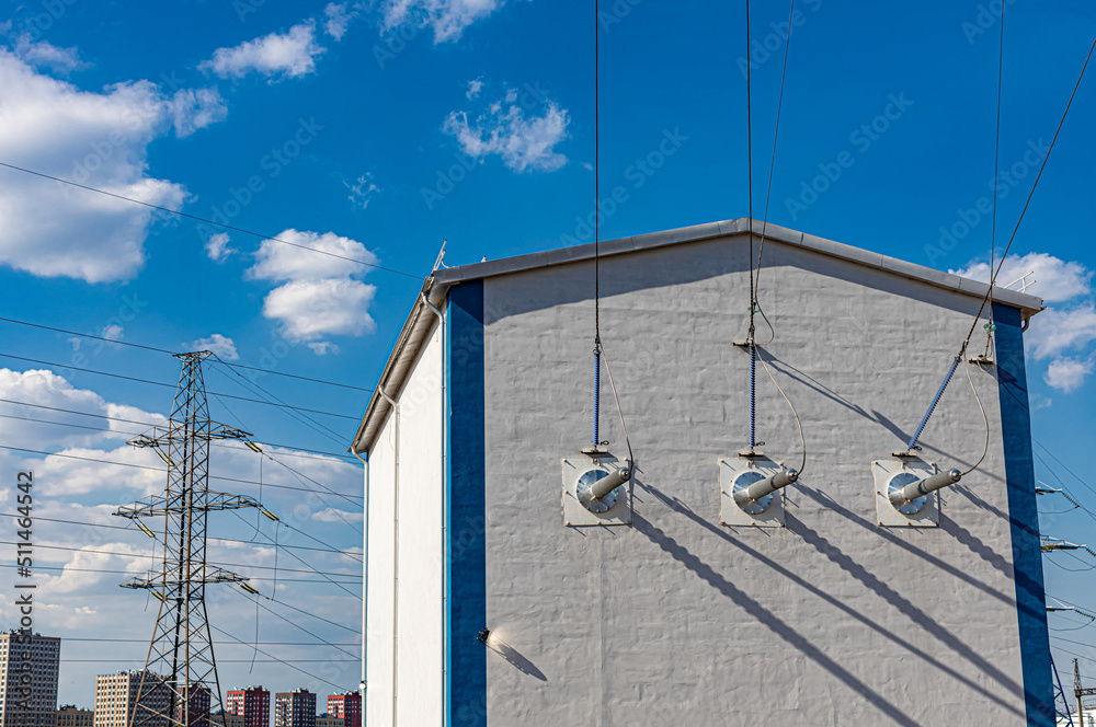 the building of the electrical substation to which the wires go (Corrected)