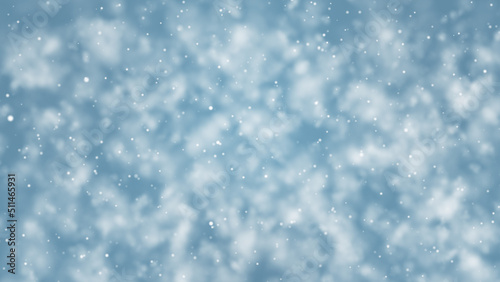 Snowflakes Blue Background. Blue winter background with white snowflakes and particles. © elipsefx