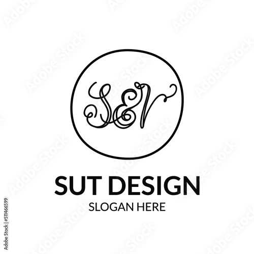 the initials logo s & v with a minimalist and elegant style line art