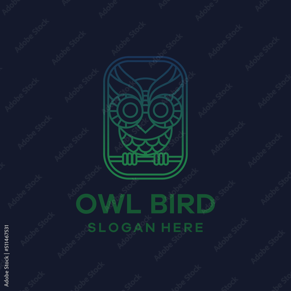 Owl bird gradient monoline style logo template Owl bird gradient monoline style logo template