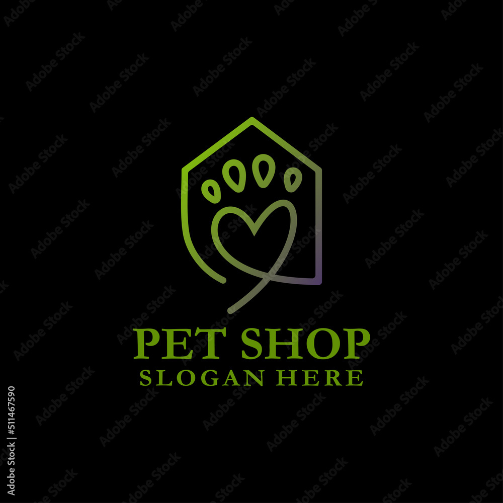 Pet shop monoline style logo template Pet shop monoline style logo template