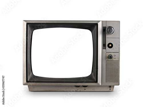 old tv on white background isolated