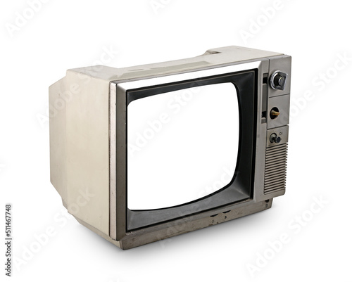 old tv on white background isolated