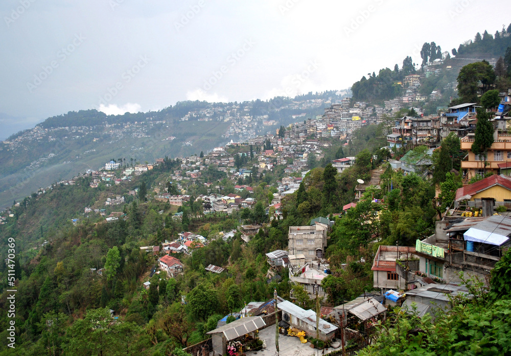 A panoramic view of Darjeeling town looks mesmerizing in Darjeeling, India. The town was discovered by British in 1829 with population of 100 people which has grown to 20 lakhs approx after 222 years.