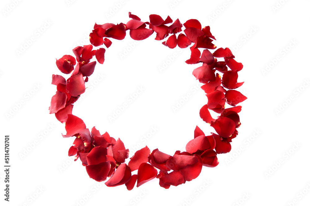 Obraz premium Round Shape with Rose Petals on White