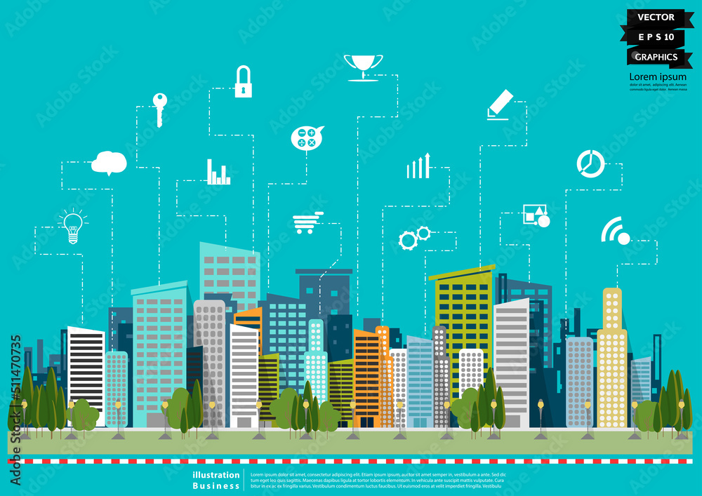 Fototapeta premium Illustration business.design modern idea and concept think creativity. for brainstorm,Social network,success,plan,think,search,analyze,communicate, futuristic idea innovation technology.