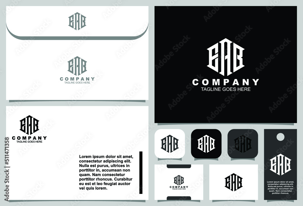 Fototapeta premium Creative letter monogram logo design with stationery template