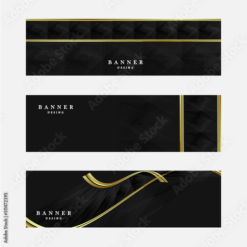 Set of luxury black gold banner design