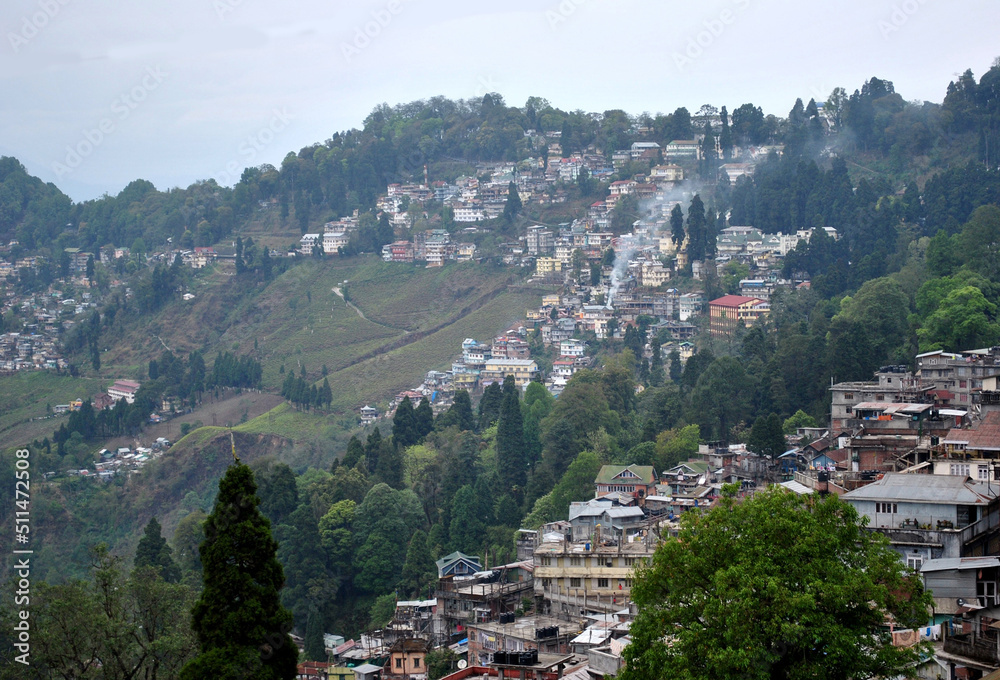 A panoramic view of Darjeeling town looks mesmerizing in Darjeeling, India. The town was discovered by British in 1829 with population of 100 people which has grown to 20 lakhs approx after 222 years.