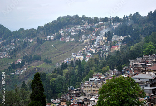 A panoramic view of Darjeeling town looks mesmerizing in Darjeeling, India. The town was discovered by British in 1829 with population of 100 people which has grown to 20 lakhs approx after 222 years.