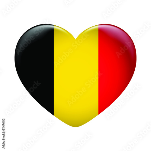Belgium flag icon isolated on white background. Belgium flag. Flag icon glossy.