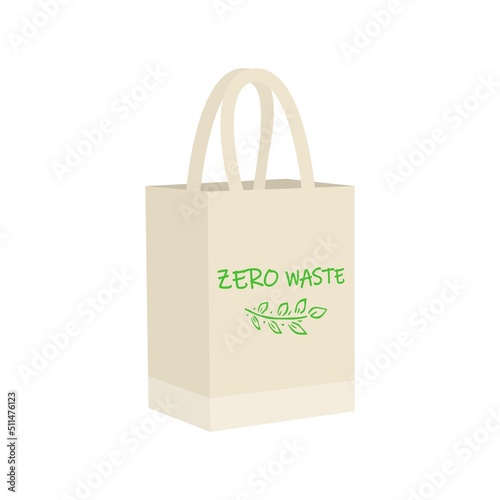 Eco shopping bag for shopping. Dairy reusable eco friendly shopper net. Zero waste, plastic free concept. Flat trendy design
