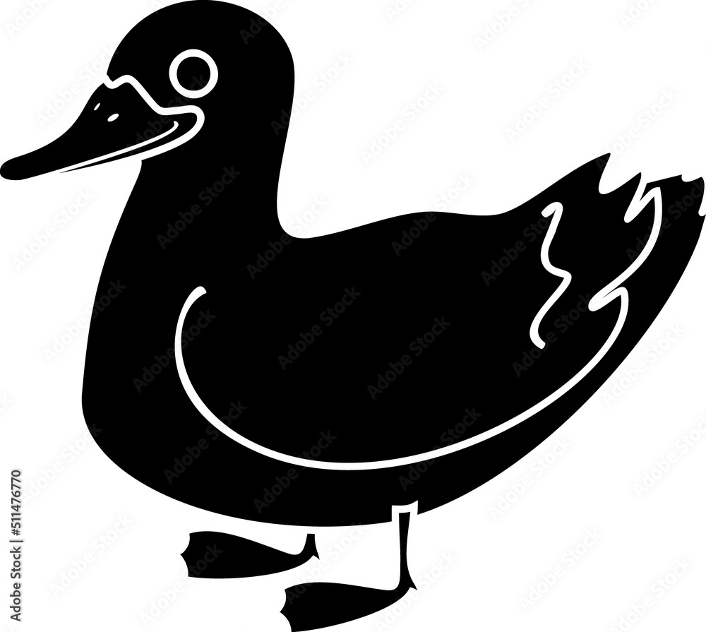 Black silhouette of cartoon mallard (Anas platyrhynchos) isolated on white background Black silhouette of cartoon mallard (Anas platyrhynchos) isolated on white background