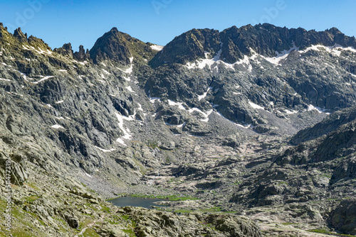 Circo de Gredos, Laguna Grande and Sierra de Gredos in a sunny day