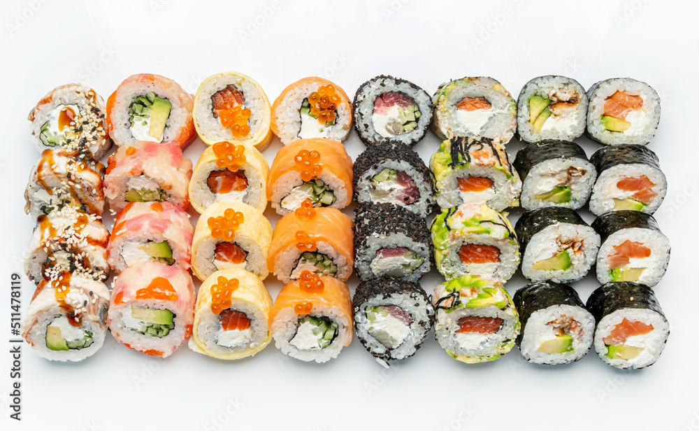 sushi set on the white background sushi set on the white background