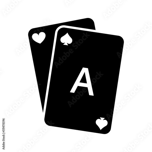Play Card Black Silhouette Icon. Casino Game Card Deck Glyph Pictogram. Playing Bridge Black Jack Royal Poker Flat Symbol. Gambling Addiction Risk in Vegas Sign. Isolated Vector Illustration
