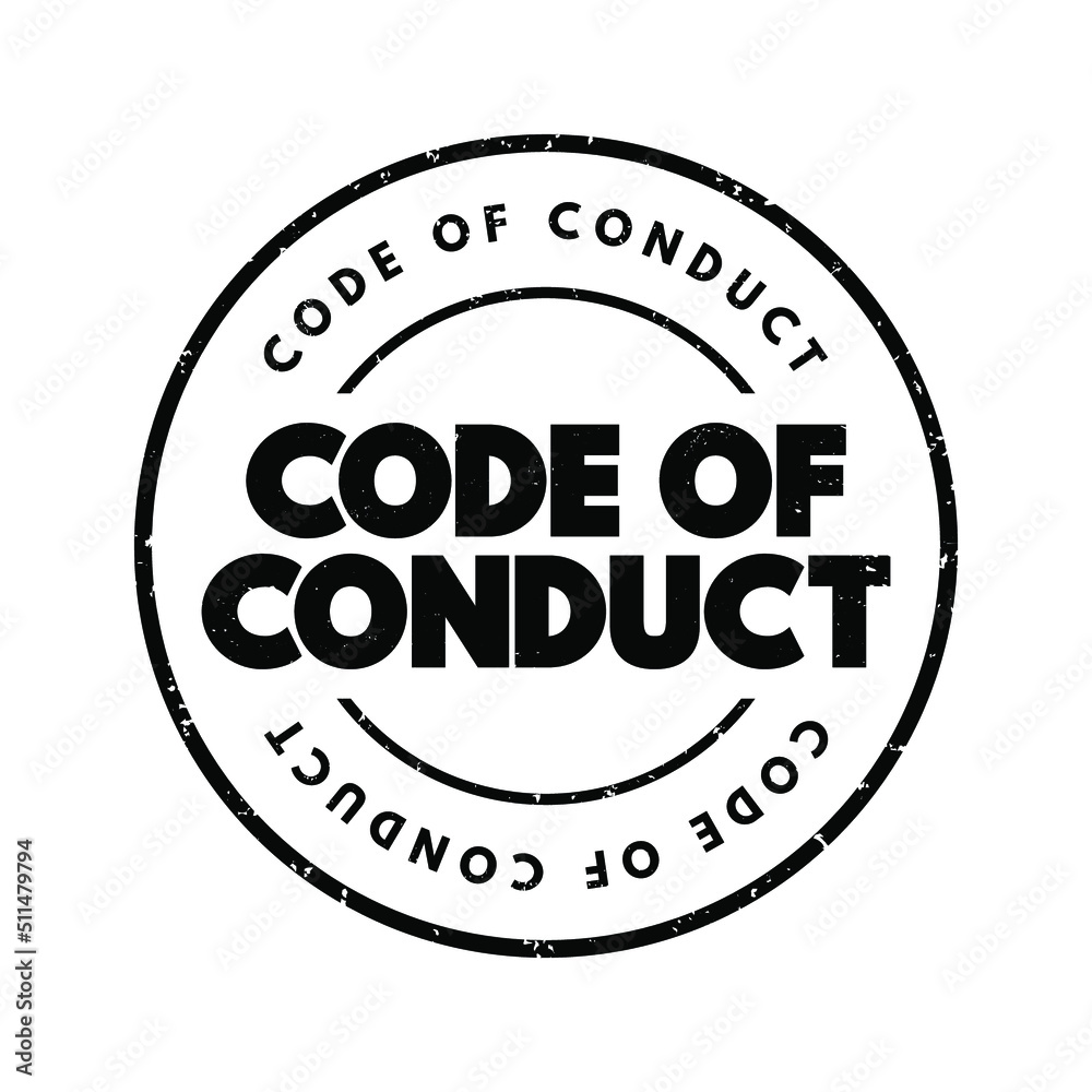 Code Of Conduct text stamp, concept background