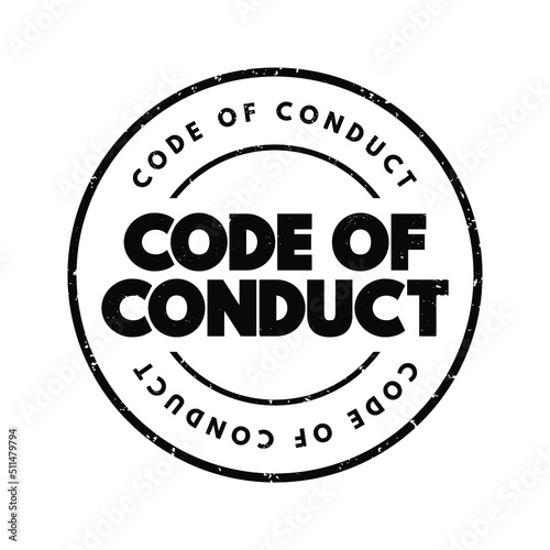 Code Of Conduct text stamp, concept background