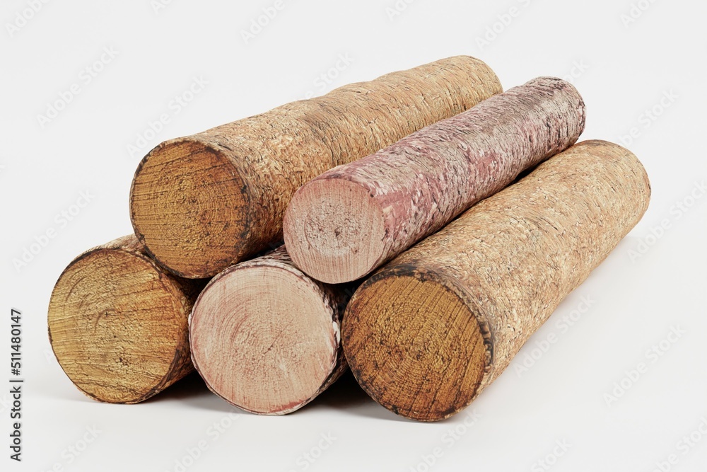 Realistic 3D Render of Tree Logs Realistic 3D Render of Tree Logs