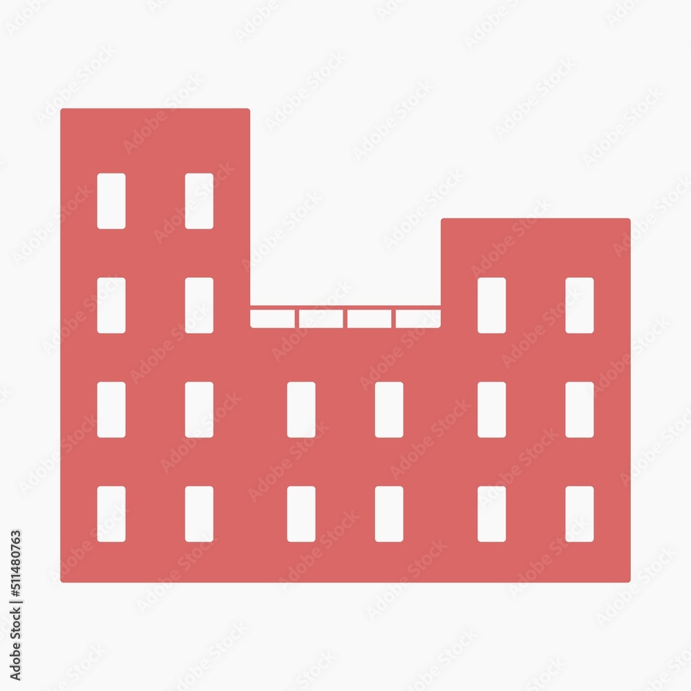 apartment building hotel housing shape red icon vector flat illustration apartment building hotel housing shape red icon vector flat illustration