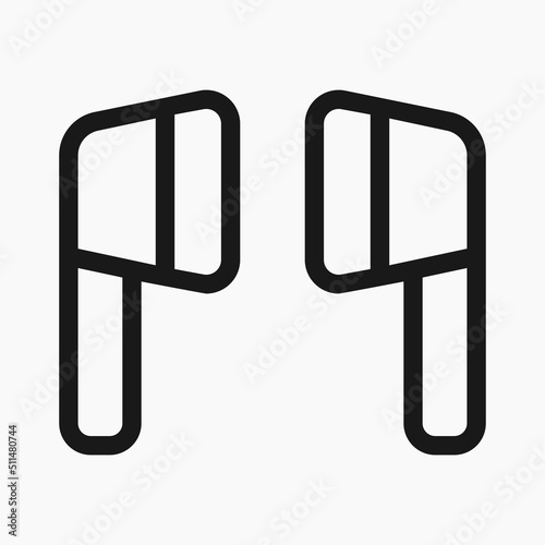 wireless headphones simple line icon vector flat illustration