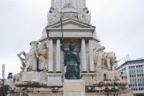 Fragment of Monument to Marquis of Pombal in Lisbon