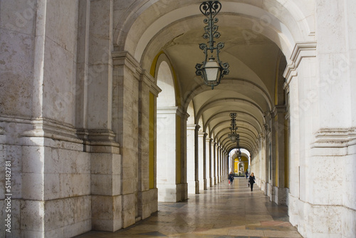 Arcade of the Commerce Square (Praca do Comercio) in Lisbon