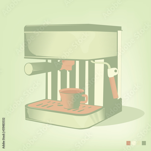 Expresso coffee machine vector illustration in vintage color