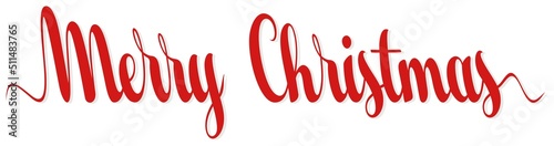 Merry Christmas. Kalligrafischer Weihnachten Gruß Vektor in Rot. Weiser Hintergrund.
Für Hintergründe, Kalender, Einladungen, Grußkarten etc.