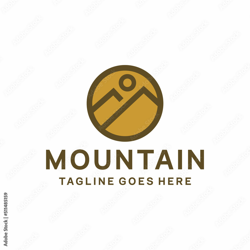 Monoline Mountain logo Design vector For adventure Monoline Mountain logo Design vector For adventure