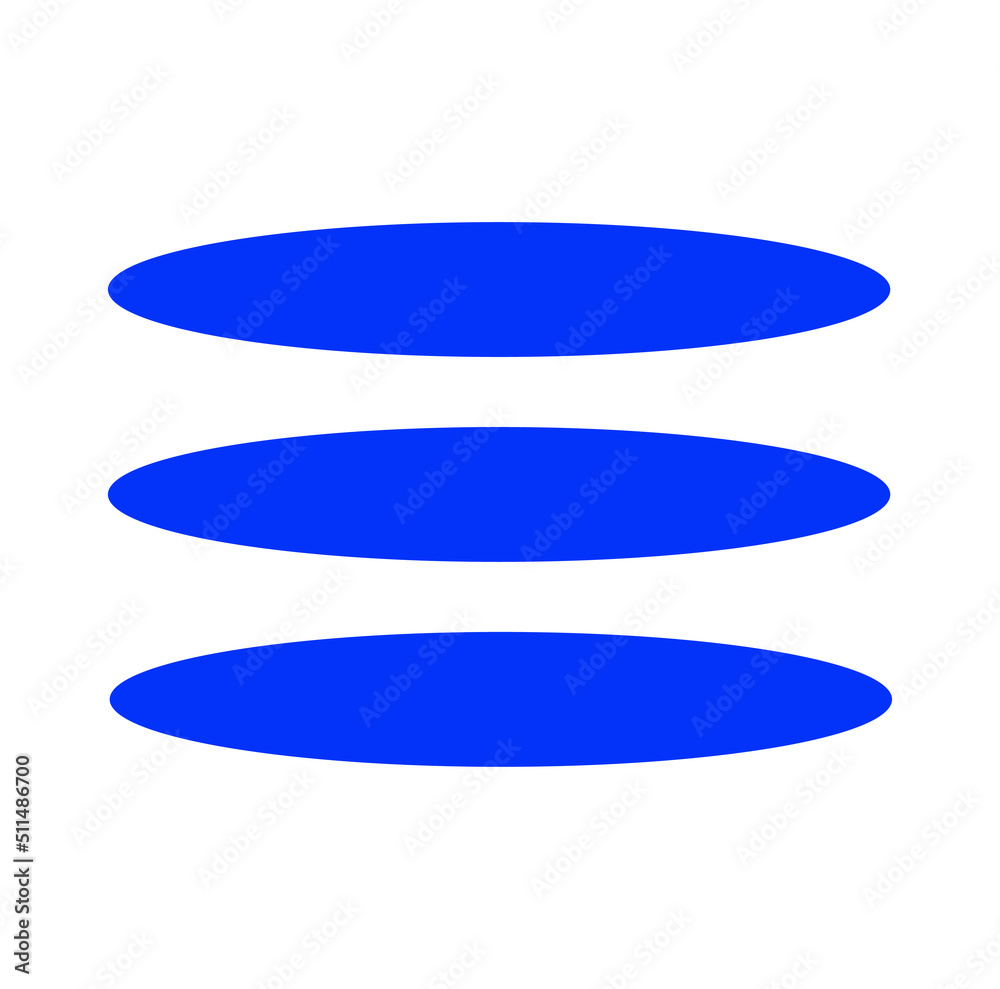 3 horizontal blue oval on white background.