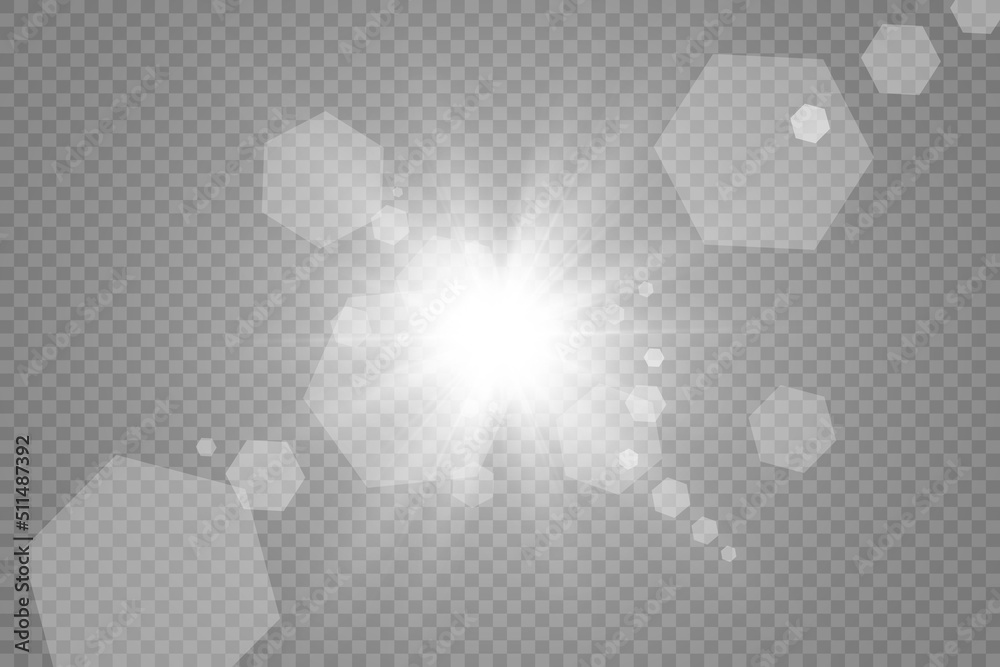Special lens flash, light effect. The flash flashes rays and searchlight. illust.White glowing light. Beautiful star Light from the rays. The sun is backlit. Bright beautiful star. Sunlight. Glare. Special lens flash, light effect. The flash flashes rays and searchlight. illust.White glowing light. Beautiful star Light from the rays. The sun is backlit. Bright beautiful star. Sunlight. Glare.