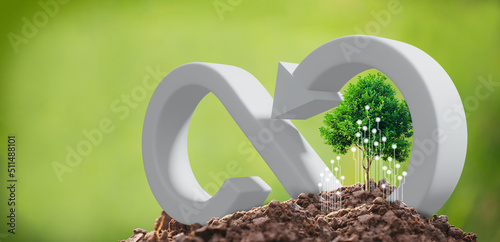 CSR concept tree with green economy,3D Render