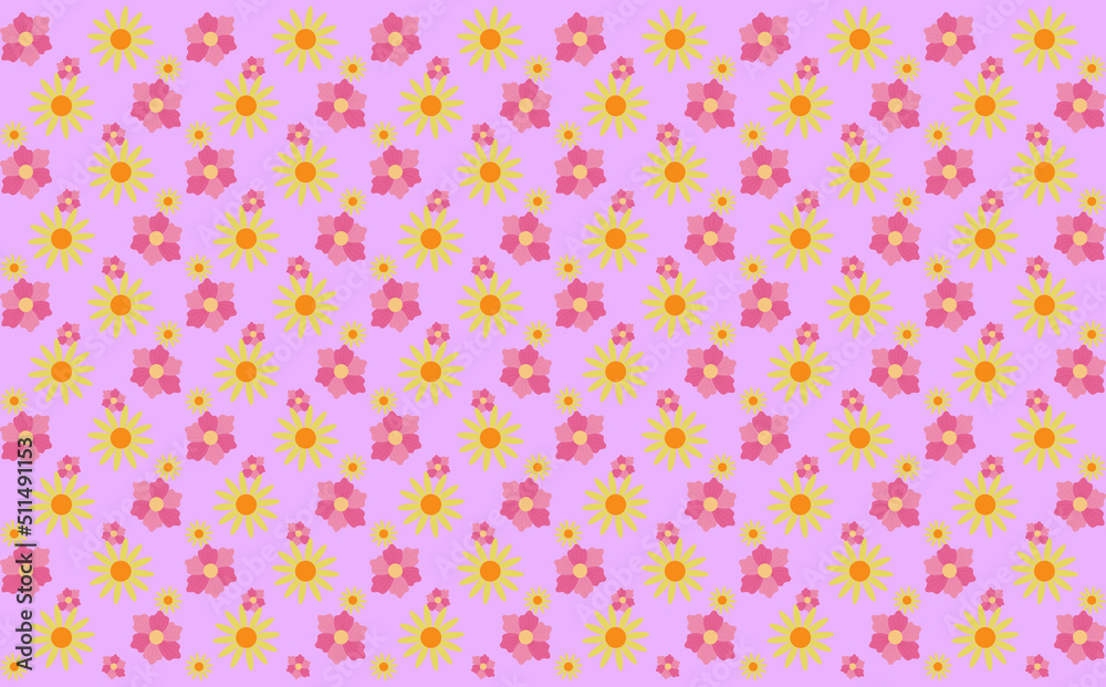 Pattern illustration of daisy and roses, on pink background, Chamomile flower buds, Seamless floral pattern, Floral pattern texture concept. minimal prints for cards or wrapping paper Pattern illustration of daisy and roses, on pink background, Chamomile flower buds, Seamless floral pattern, Floral pattern texture concept. minimal prints for cards or wrapping paper