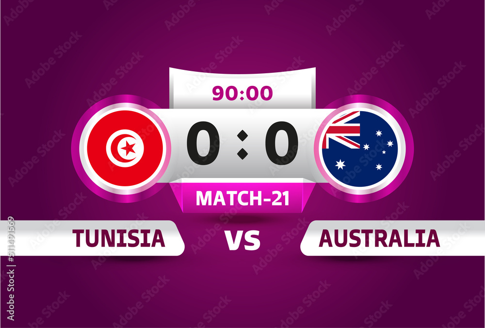 tunisia vs australia, world Football 2022, Group D. World Football Competition championship match versus teams intro sport background, championship competition final poster, vector illustration.
tunisia vs australia, world Football 2022, Group D. World Football Competition championship match versus teams intro sport background, championship competition final poster, vector illustration.