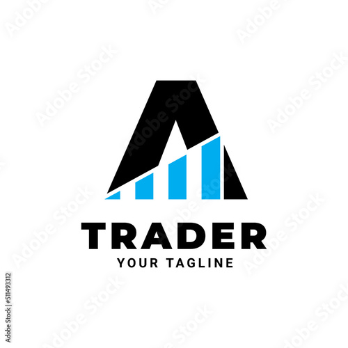 Typhography Letter A for trader businessman logo design