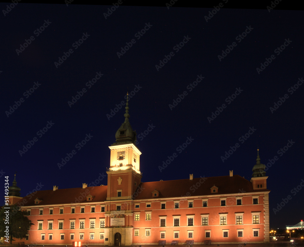 Fototapeta premium Poland, Warsaw 15.06.2022 - Warsaw Old Town by night