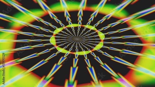 Digital shape geometric Psychedelic abstract color looped background. Vj loop. Rendering.