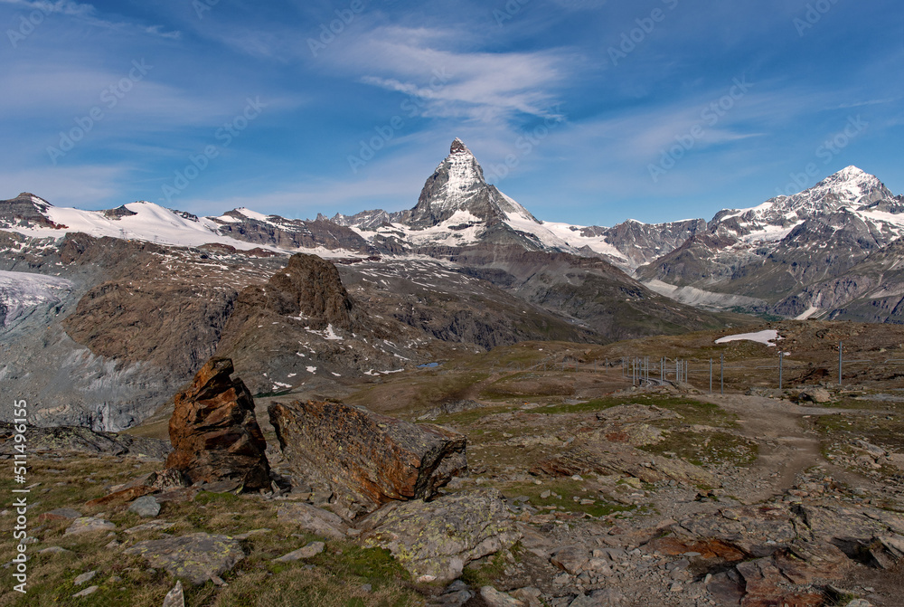 View of the Matterhorn Mountain at the Wallis near Zermatt, Switzerland 