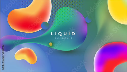 Modern colorful vivid vibrant gradient liquid fluid abstract background with blob shapes