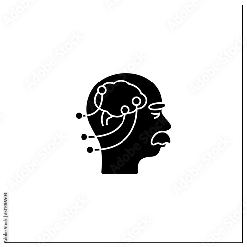 Tests glyph icon. Neurological function testing. Assesses motor,sensory skills, hearing and speech,coordination,balance. Neurologic disorder.Filled flat sign. Isolated silhouette vector illustration