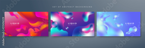 Set of colorful vivid vibrant gradient liquid fluid abstract background photo