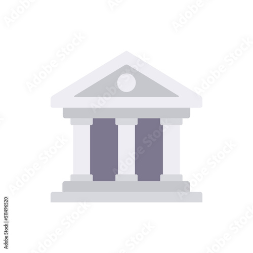 Bank building simple flat icon. Vector illustration isolated on white background